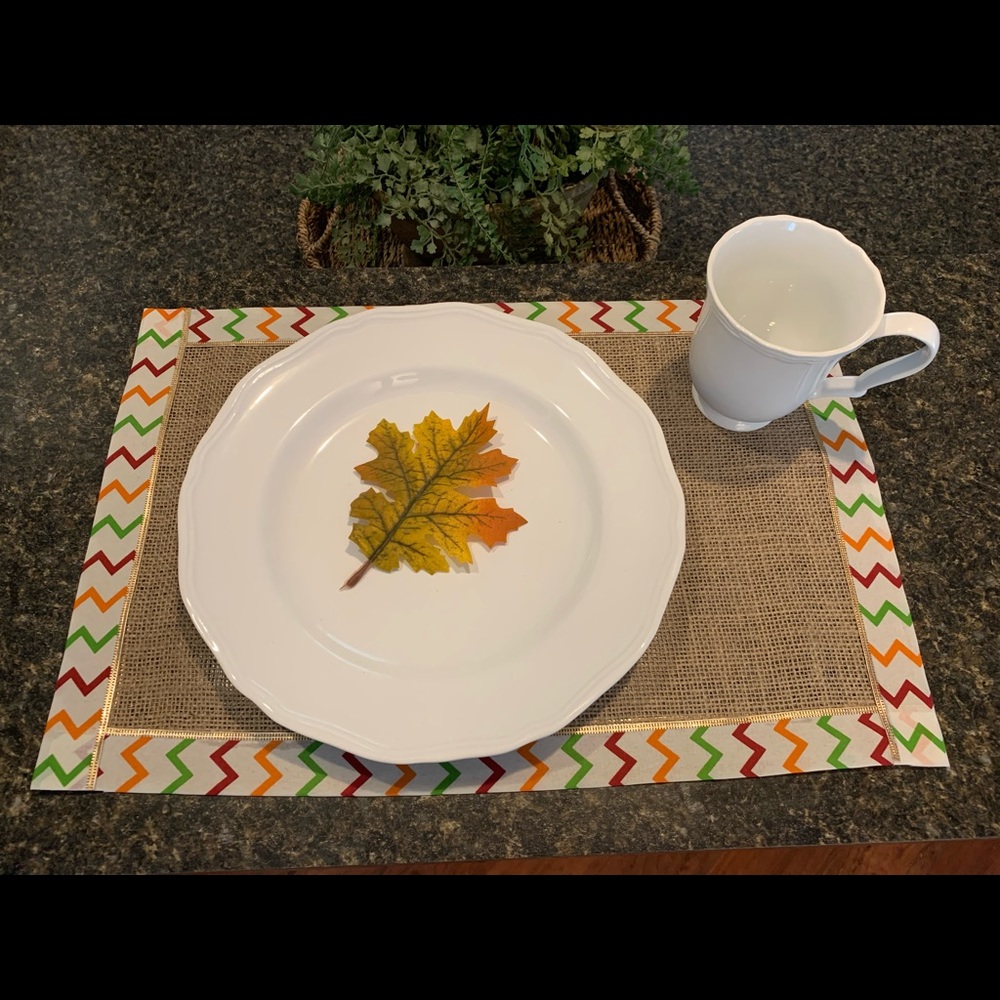 Autumn Fall Burlap Placemats set of 2